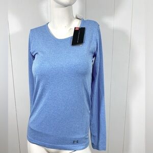 NWT Under Armour Women's Sz Small Blue Heather Threadborne Long Sleeve Shirt